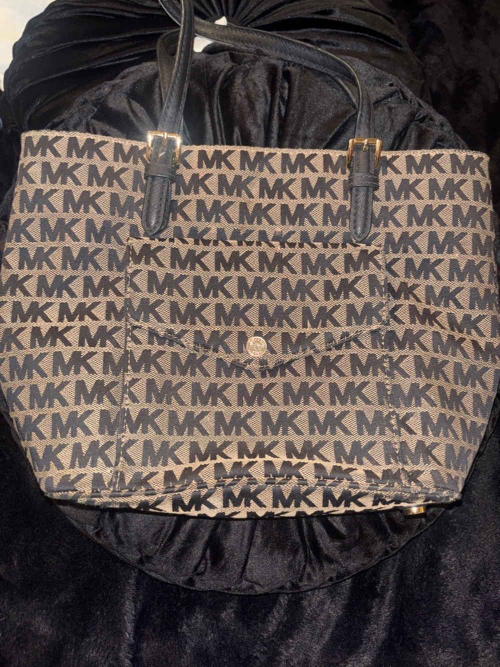 Michael Kors Black & Brown MK Logo Tote